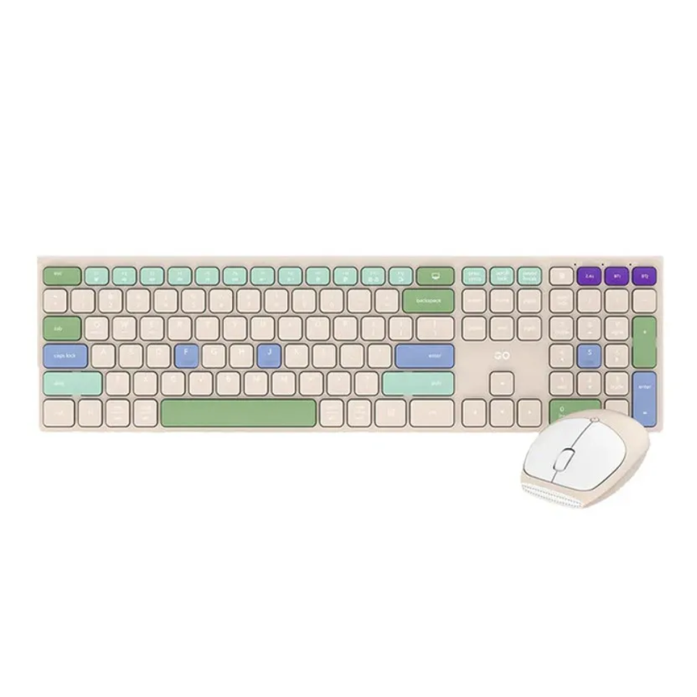 Kit Teclado e Mouse Fantech S/  Fio Go Pop Silent Bege - WK895