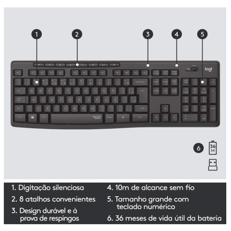 Kit Teclado E Mouse Sem Fio Logitech Mk295 Silent - 920-009793