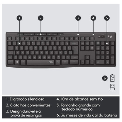 Kit Teclado E Mouse Sem Fio Logitech Mk295 Silent - 920-009793