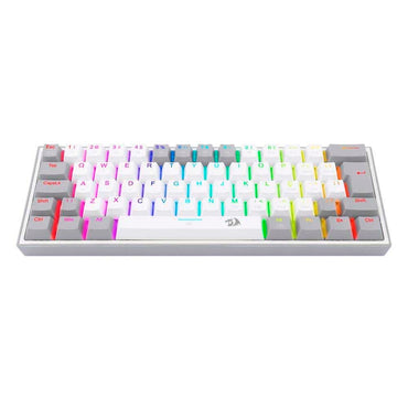 Teclado Gamer Mecanico Redragon Fizz RGB Branco Cinza Switch Azul - K617-RGB-W