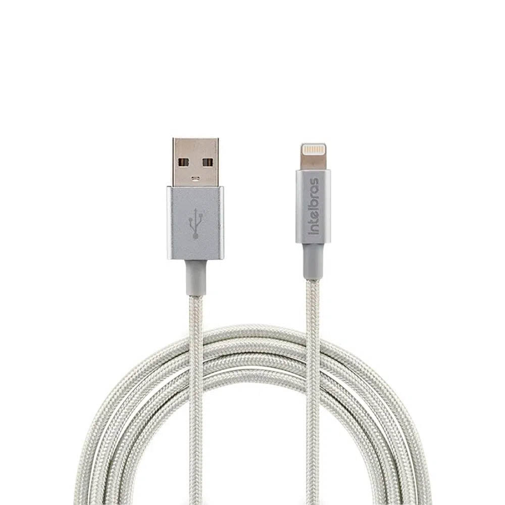 Cabo Usb-A Macho P/ Lightning Macho 1,5mt Intelbras em Nylon Branco 15NB - 4830061