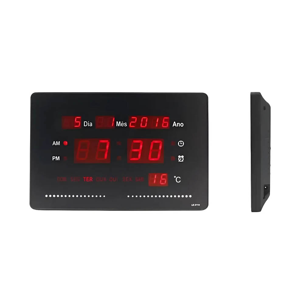 Relogio De Parede Led Digital Oásis C/ Calendário e Temperatura - OIH-6203