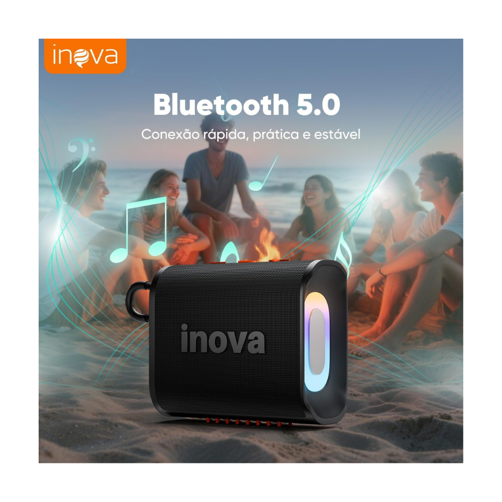 Caixa de Som Portátil Bluetooth Inova Go 4 Pro Bluetoth, RGB, Rádio FM, Azul - RAD12416
