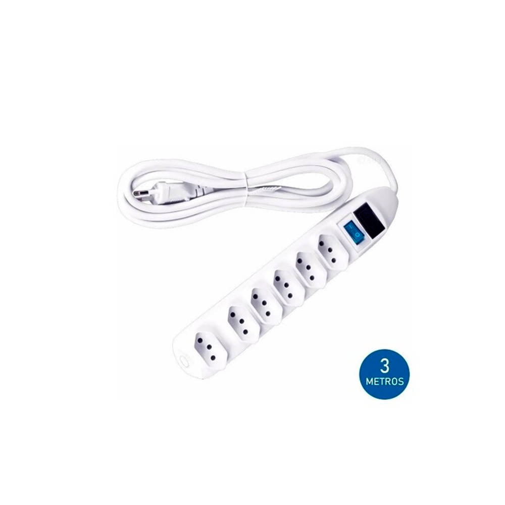 Extensão Filtro de Linha C/ 6 Tomadas C/ Fusível Knup 3mts - SL7606-3M