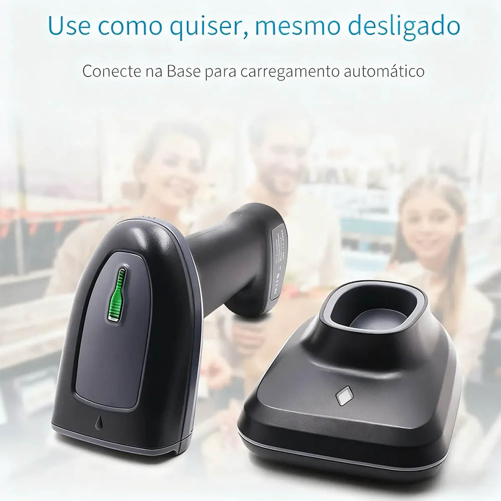 Leitor De Código De Barras Sem Fio 2d Com Suporte Bateria Longa Duraçao