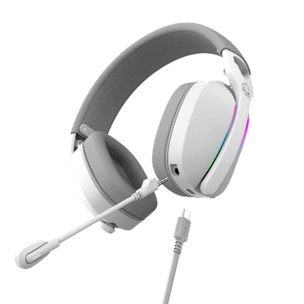 Headset Gamer PCYes Nowy White Ghost Usb Surround Rgb C/ Mic Destacável Branco - HGNW40WG