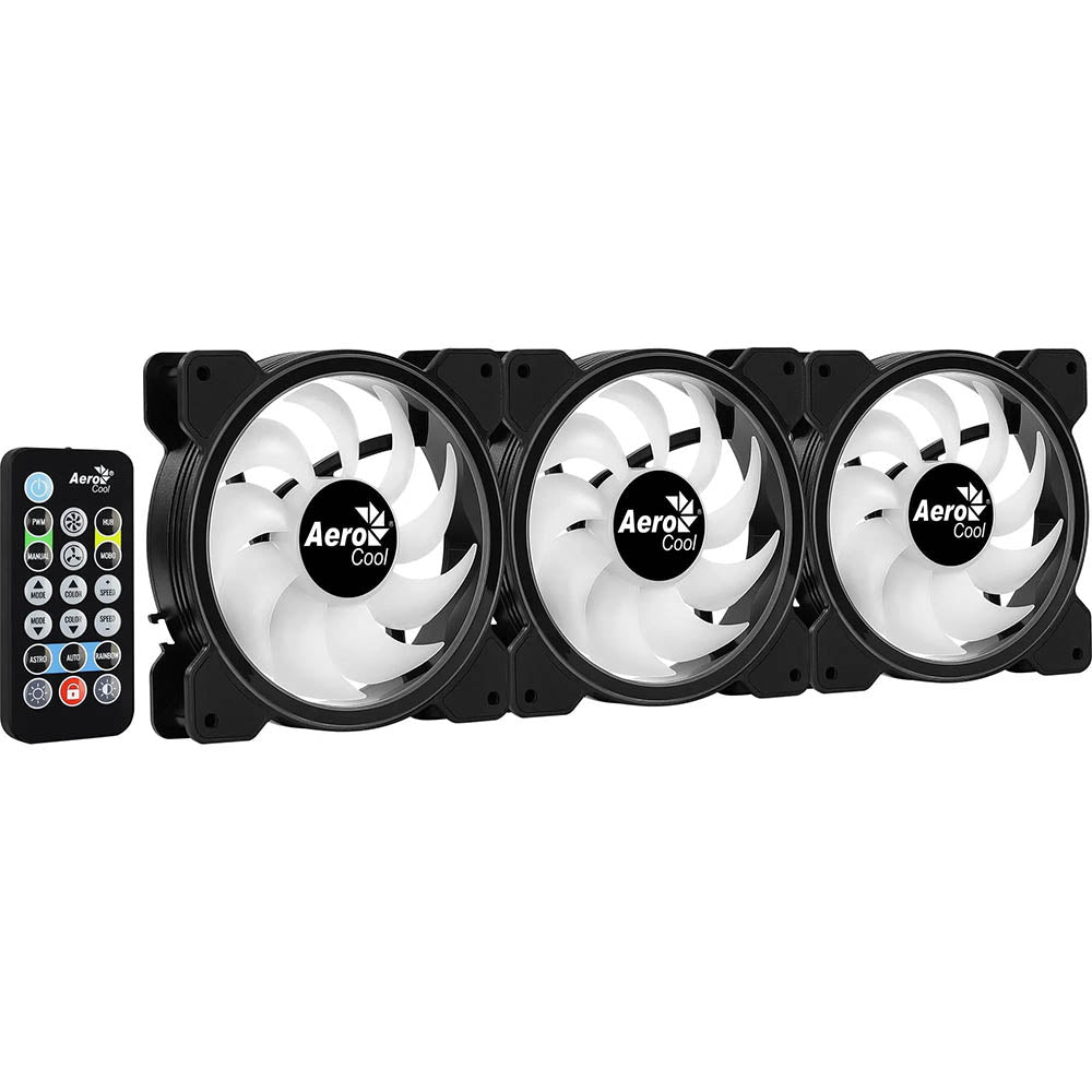 Kit 3 Coolers Fan para Gabinete Saturn 12 Pro ARGB C/ Controladora e Controle Remoto Aerocool - 73853
