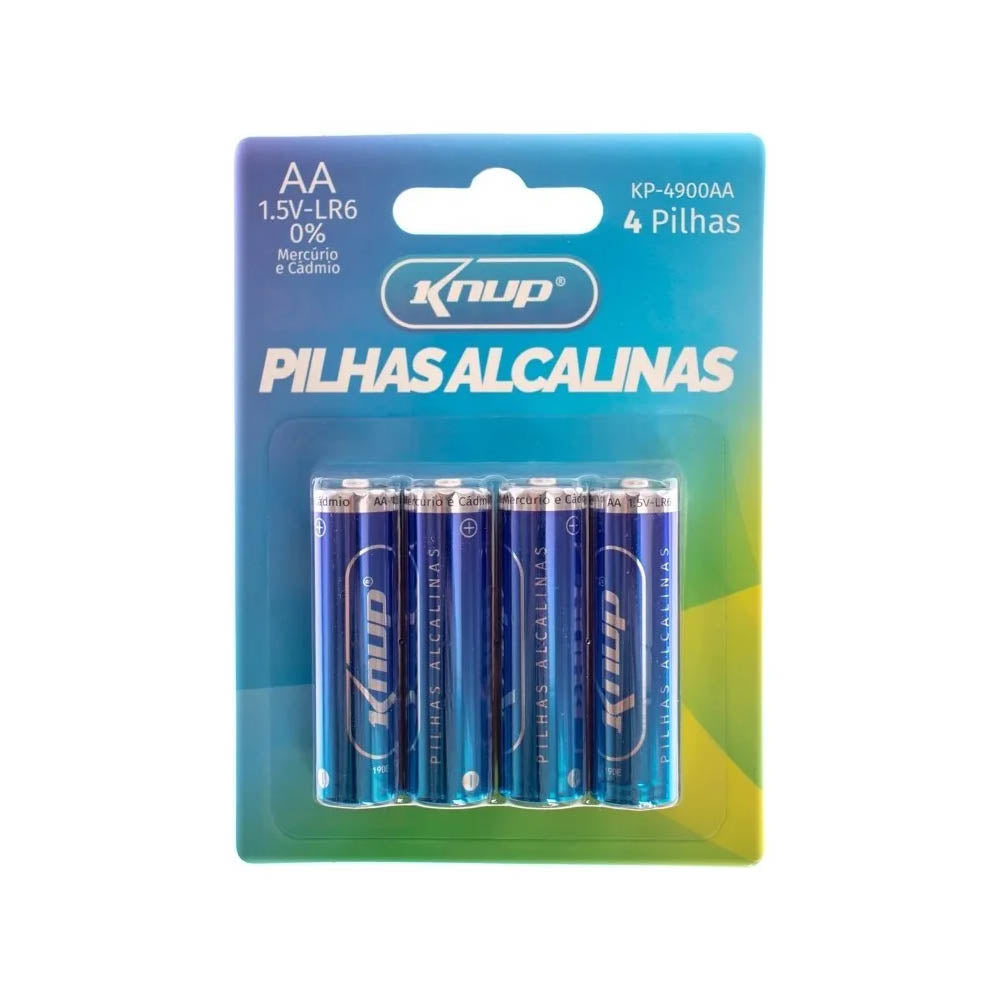 Pilha Alcalina AA 1.5V Knup  (Cartela C/4 Pilhas) - KP-4900AA