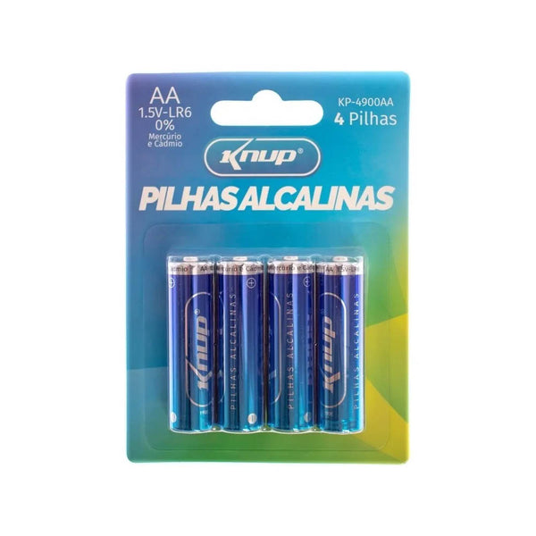 Pilha Alcalina AA 1.5V Knup  (Cartela C/4 Pilhas) - KP-4900AA
