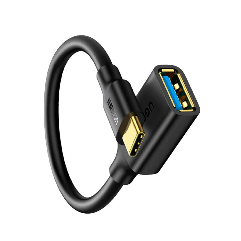 Cabo  Adaptador USB-C Macho p/ USB Fêmea 3.0 OTG Preto  - US154