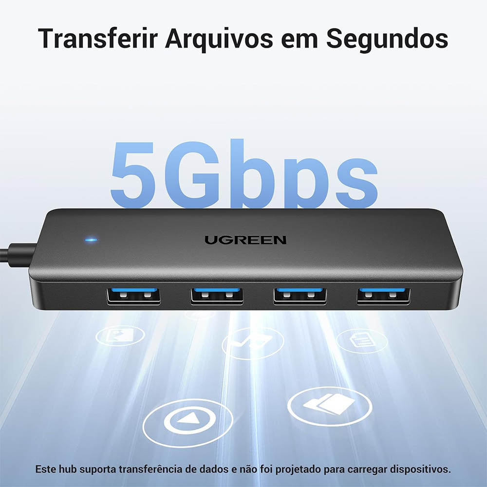Hub Usb 3.0 Ugreen 4 Portas Preto - CM219