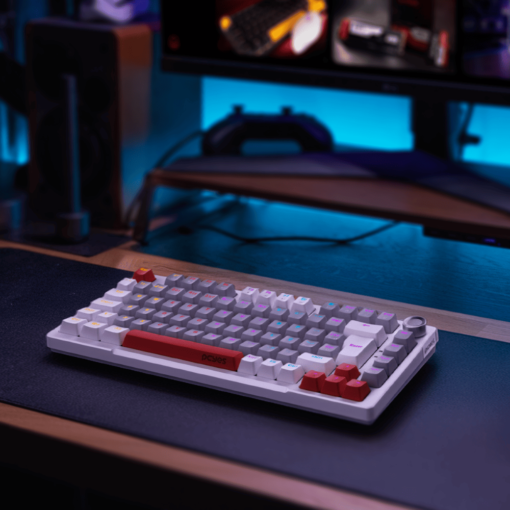 Teclado Gamer Mecanico PCYes Arkeum 75% White Ghost - Switch Red - AKWG75RBR