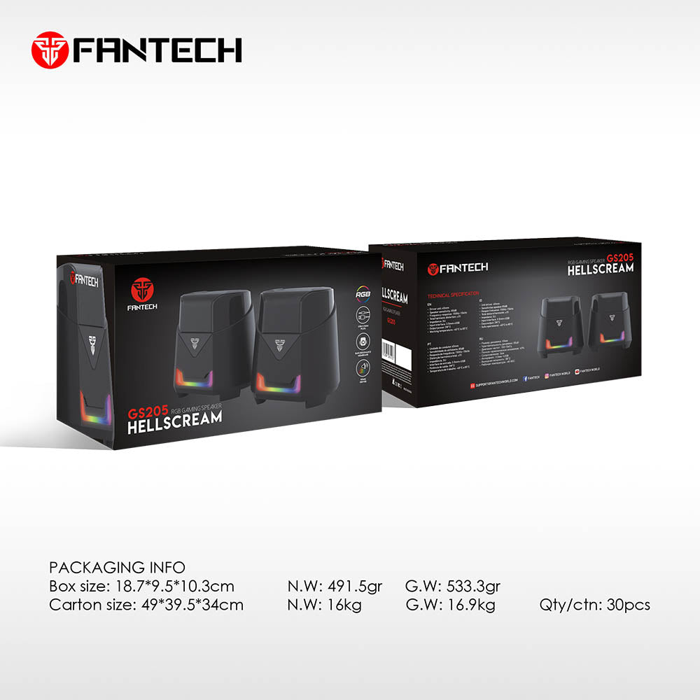 Caixa De Som Gamer Fantech Hellscream RGB Preta - GS205