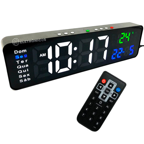 Relogio De Parede Led Digital Color Lelong C/ Controle Remoto - LE-2165