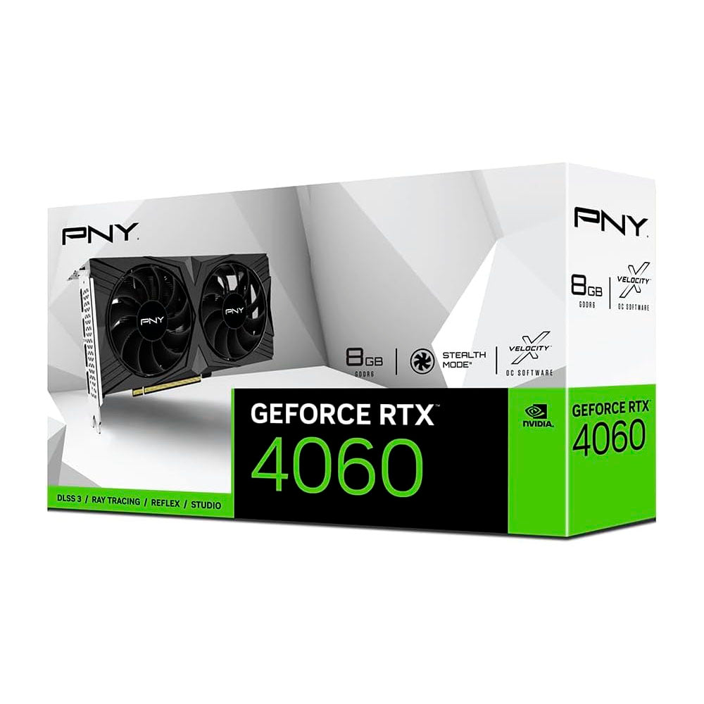 Placa De Video 8gb Rtx4060 Gddr6 Nvidia GeForce PNY Verto 128bits 2460mhz 3x Displayport 1x Hdmi - VCG40608DFXPB1