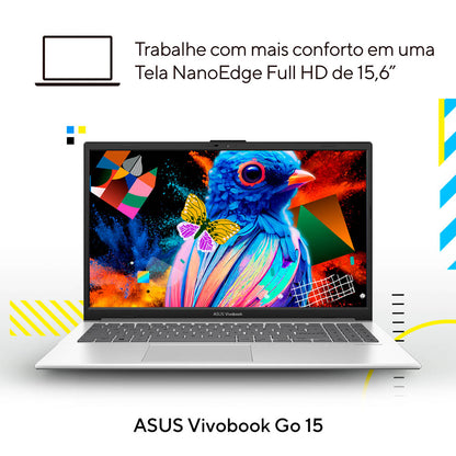 Notebook Asus Vivobook Intel Core I3-N305 4gb 128gb Ssd 15.6 Pols Prata Win11 Home - E1504GA-NJ440W