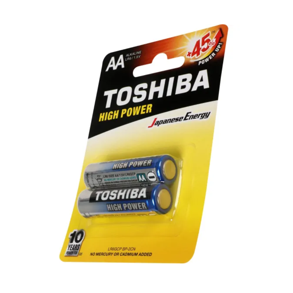 Pilha Alcalina Pequena AA 1.5V Toshiba High Power LR6GCP (Cartela C/2 Pilhas) - 72448