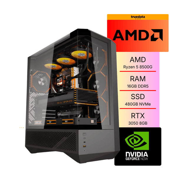 Computador Gamer Truedata Amd Ryzen 5 8500G 5.0Ghz Turbo Ddr5 16gb Ssd 480Gb Nvme Rtx 3050 8Gb Fonte 600W Preto