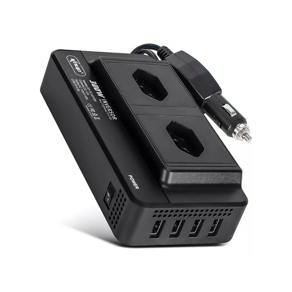 Conversor Inversor de Tensão Veicular 300w 12v/110V C/ 4 Portas Usb Knup - KP-TC13