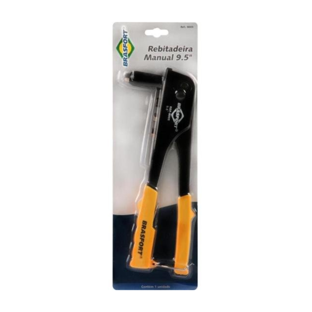 Alicate Rebitador Brasfort 9,5" C/ 4 Bicos Preto/Amarelo - 58520