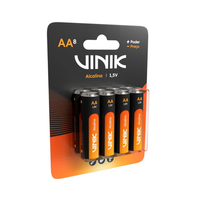 Pilha Alcalina AA Vinik Cartela C/8 Pilhas - VP2AB8A