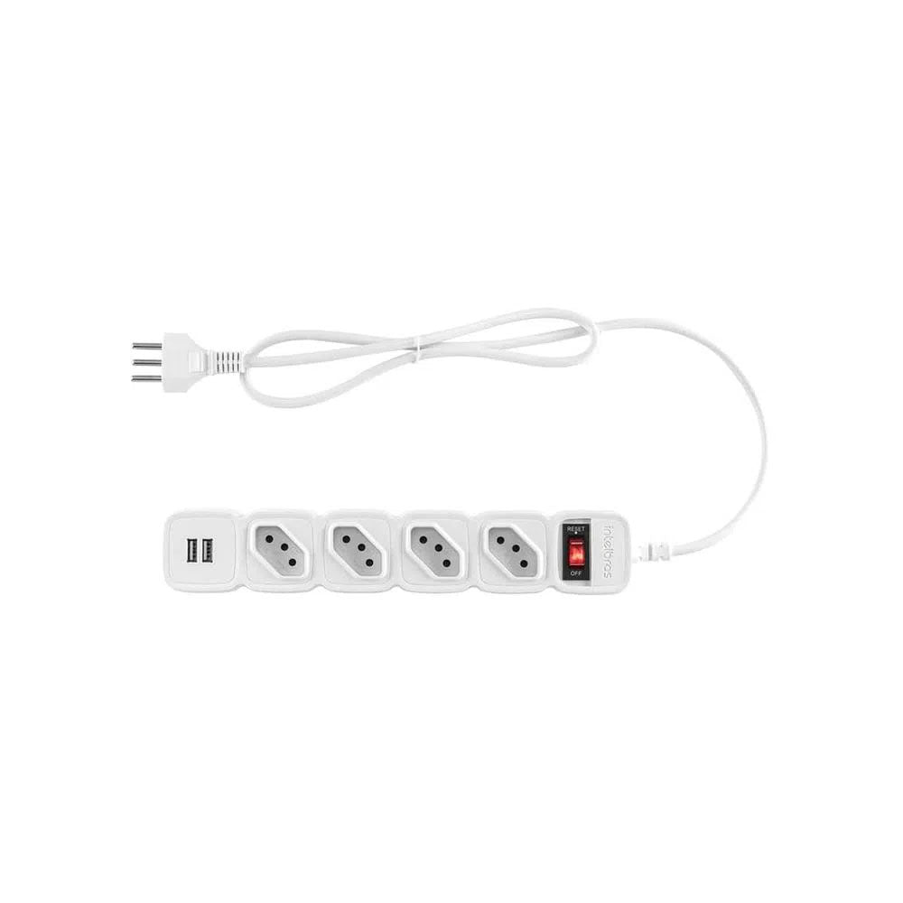 Filtro de Linha Protetor Eletronico 4 Tomadas Intelbras C/ 2 Usb Branco EPE 204 - 4824204