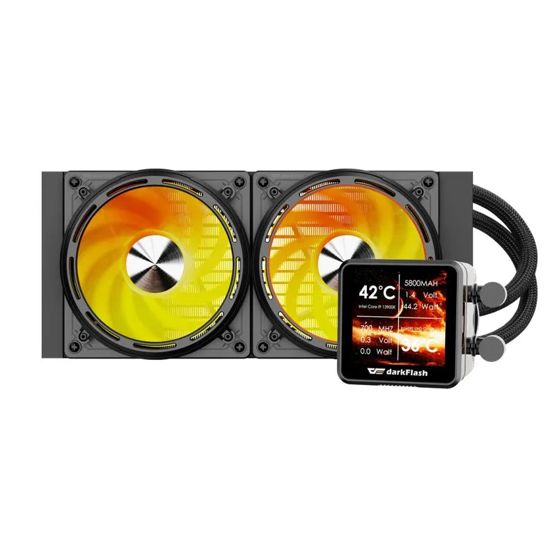 Water Cooler Dual Fan Darkflash Black ARGB 240mm C/ LCD (Intel/AMD) Preto - DE240