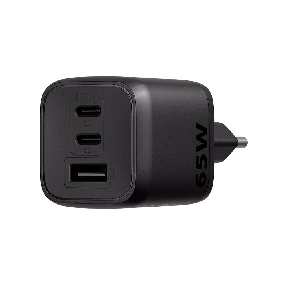 Carregador De Parede com 2 Saídas Usb Tipo C + 1 Saída USB-A 65W Turbo Intelbras EC 21 Preto - 4820190