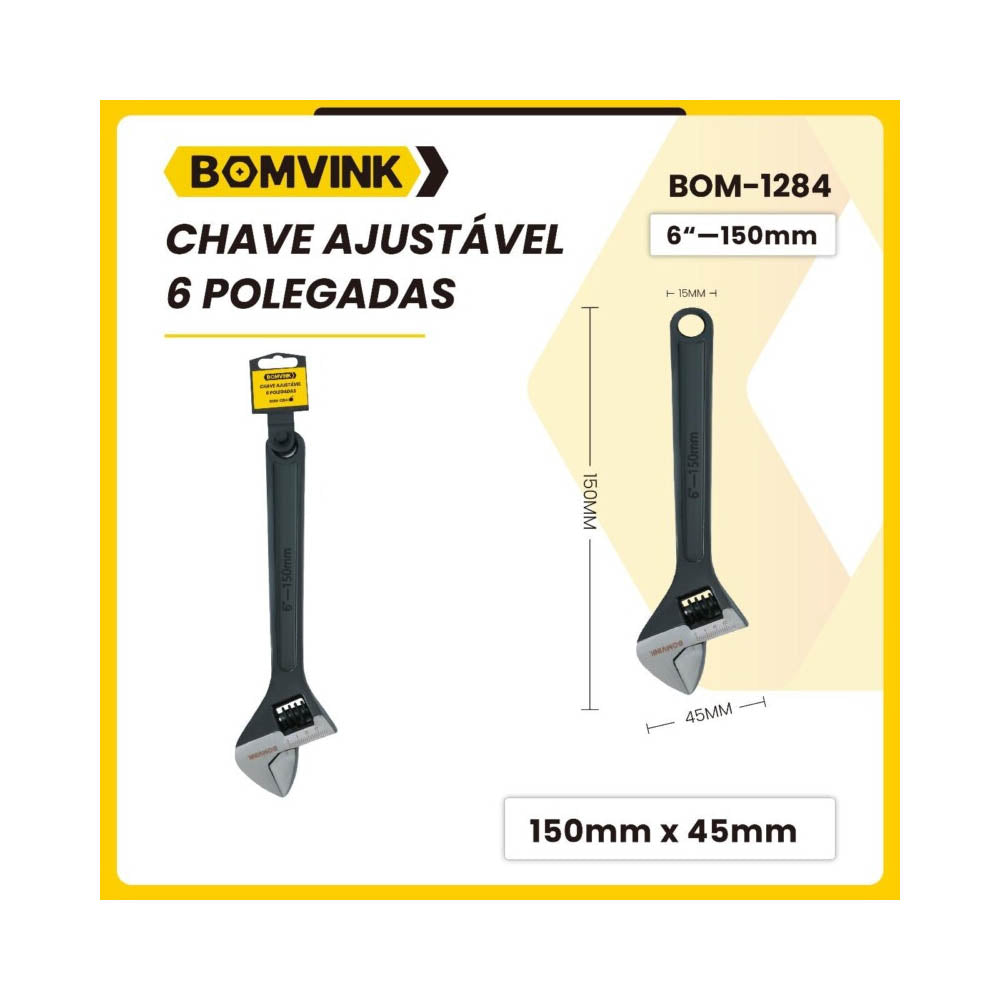 Chave Inglesa Ajustável 6 Polegadas BomVink - BOM-1284