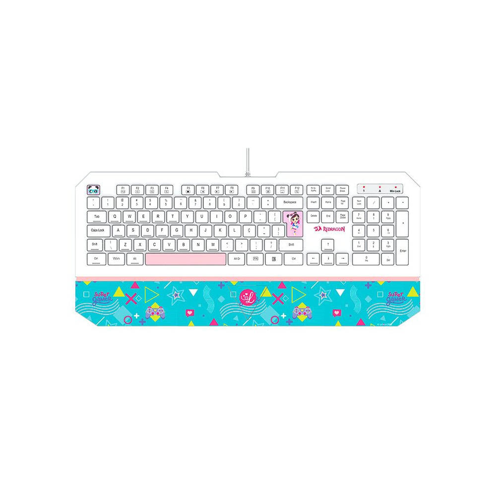 Teclado Gamer Membrana Redragon Luluca RGB Apoio de Pulso Integrado Personalizado - L502 Truedata