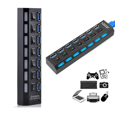 Hub Usb 7 Portas 3.0 Hi-Speed