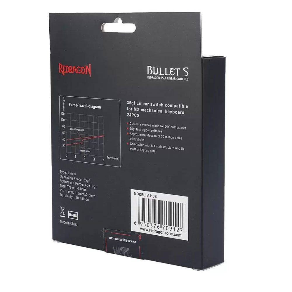 Kit Com 24 Switches Para Teclado Mecanico Redragon Linear Bullet S - A113S