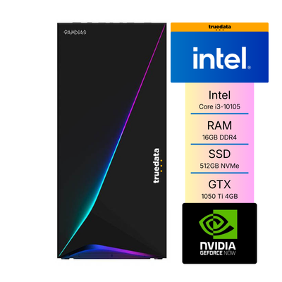 Computador Gamer Truedata Intel Core I3-10105 3.7ghz 16gb Ddr4 512gb Ssd Nvme GTX 1050 Ti 4Gb 500W