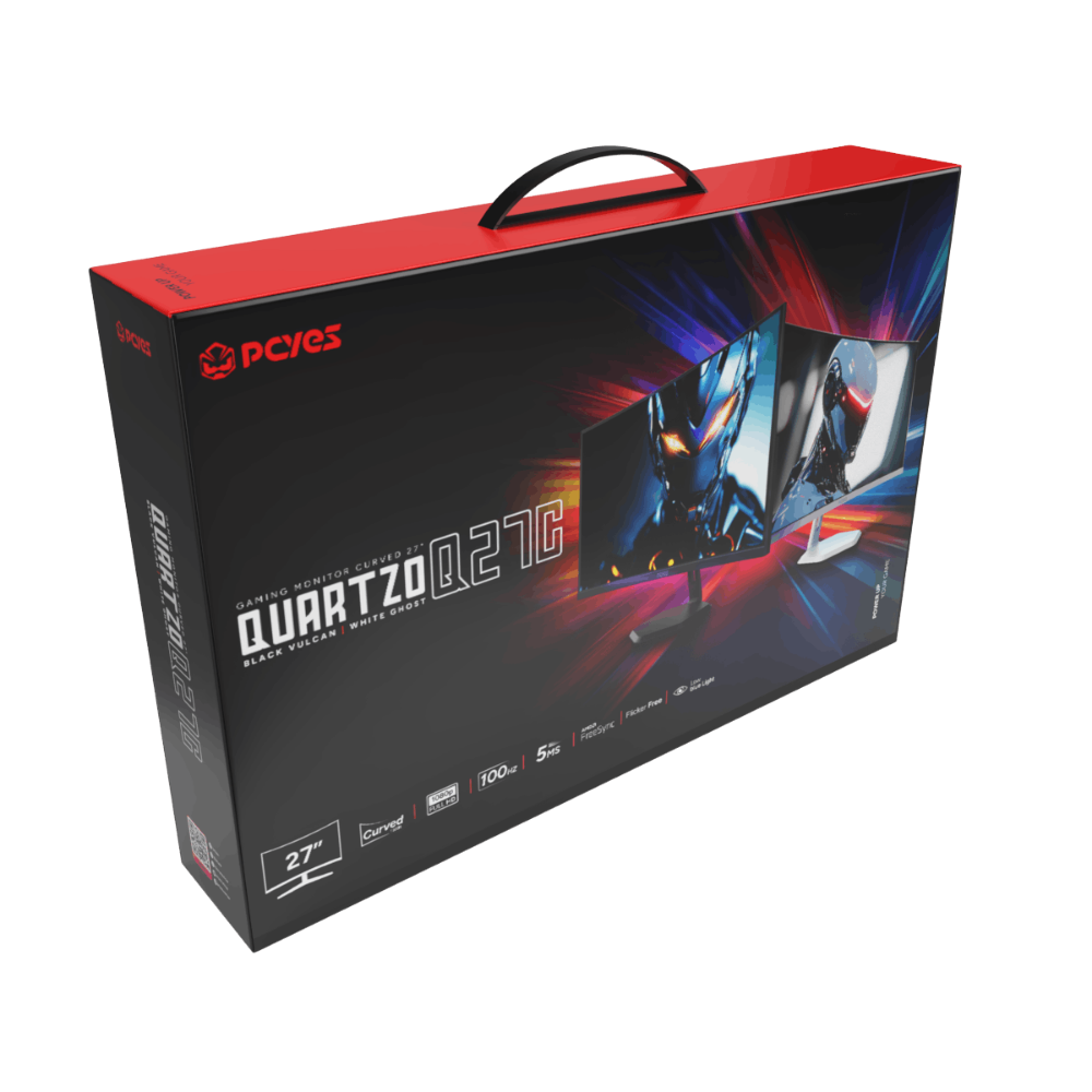 Monitor Gamer Curvo Led 27 Pols PCYes Quartzo Q27 Full HD VA 100Hz 5Ms Hdmi vga Preto -  PMGQ27C100BV