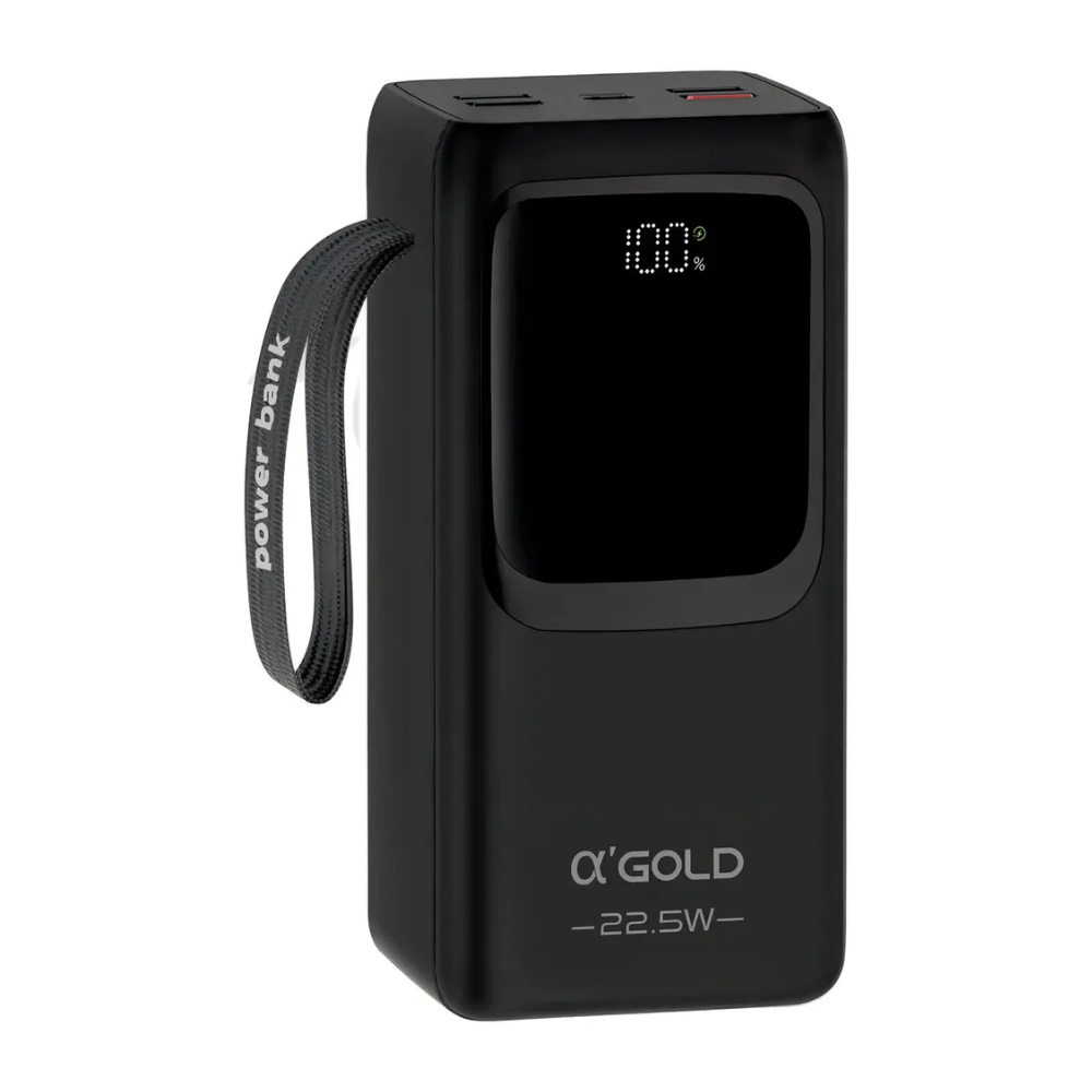 Carregador Portátil Power Bank AGold 50000Mah Turbo PD 22.5W Usb Tipo C e Lighting Preto - BTE-61