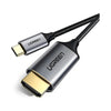 Cabo de Dados Usb Tipo C P/ HDMI UGreen 1.5Mts 4K a 60Hz Cinza/Preto - MM142