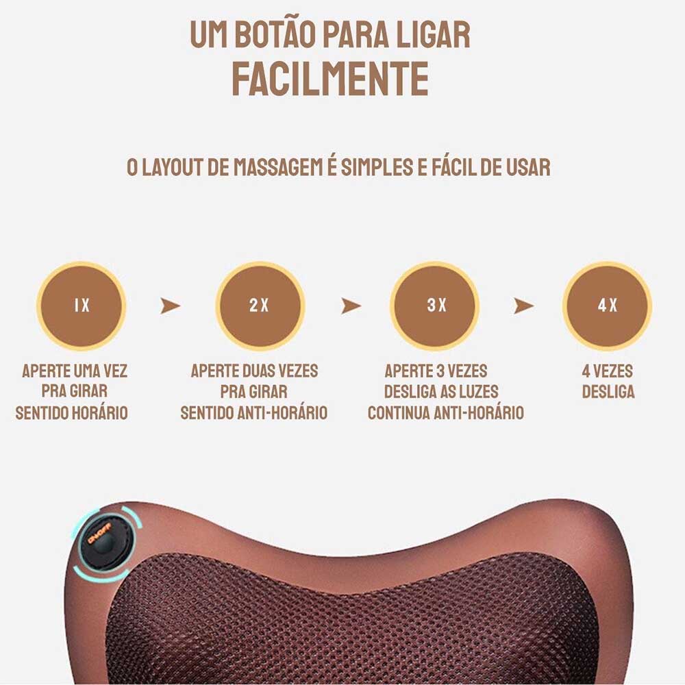 Almofada Massageadora Tomate Com Cromoterapia - AM-012