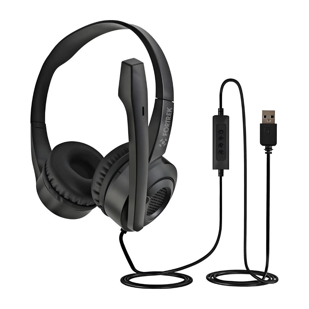 Headset Office Fortrek HBS102 USB Preto - 86949