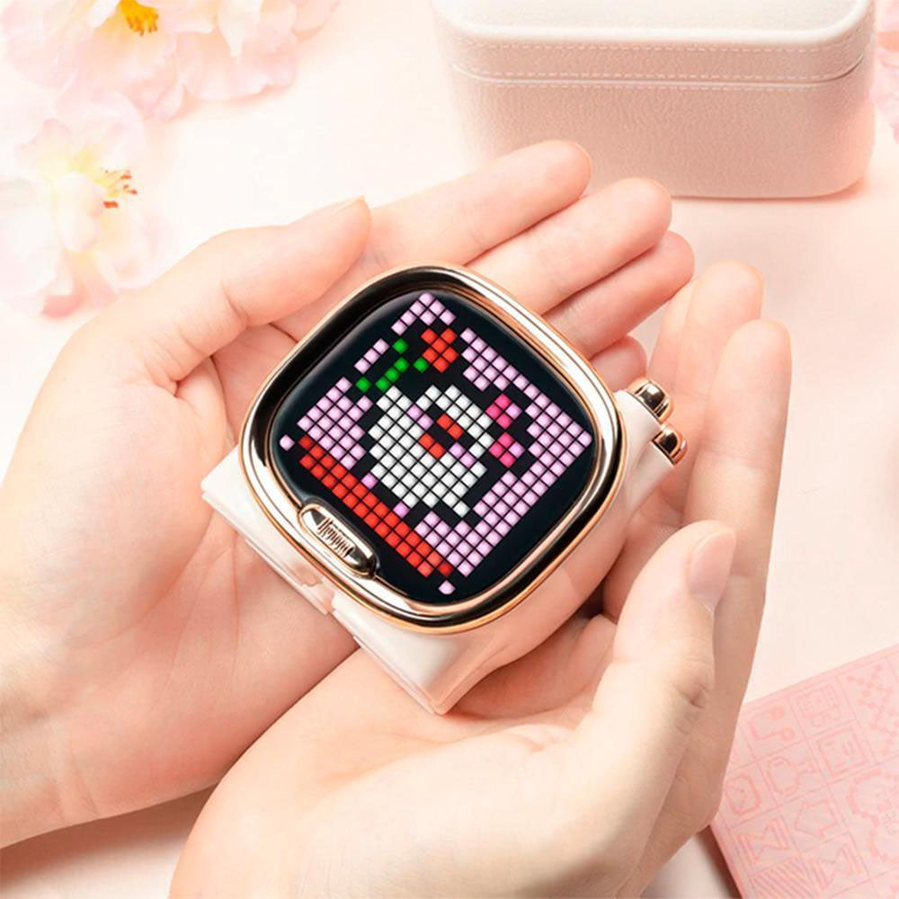 Caixa de Som Portátil Bluetooth Divoom Zooe 6W Rosa C/Interações Visuais