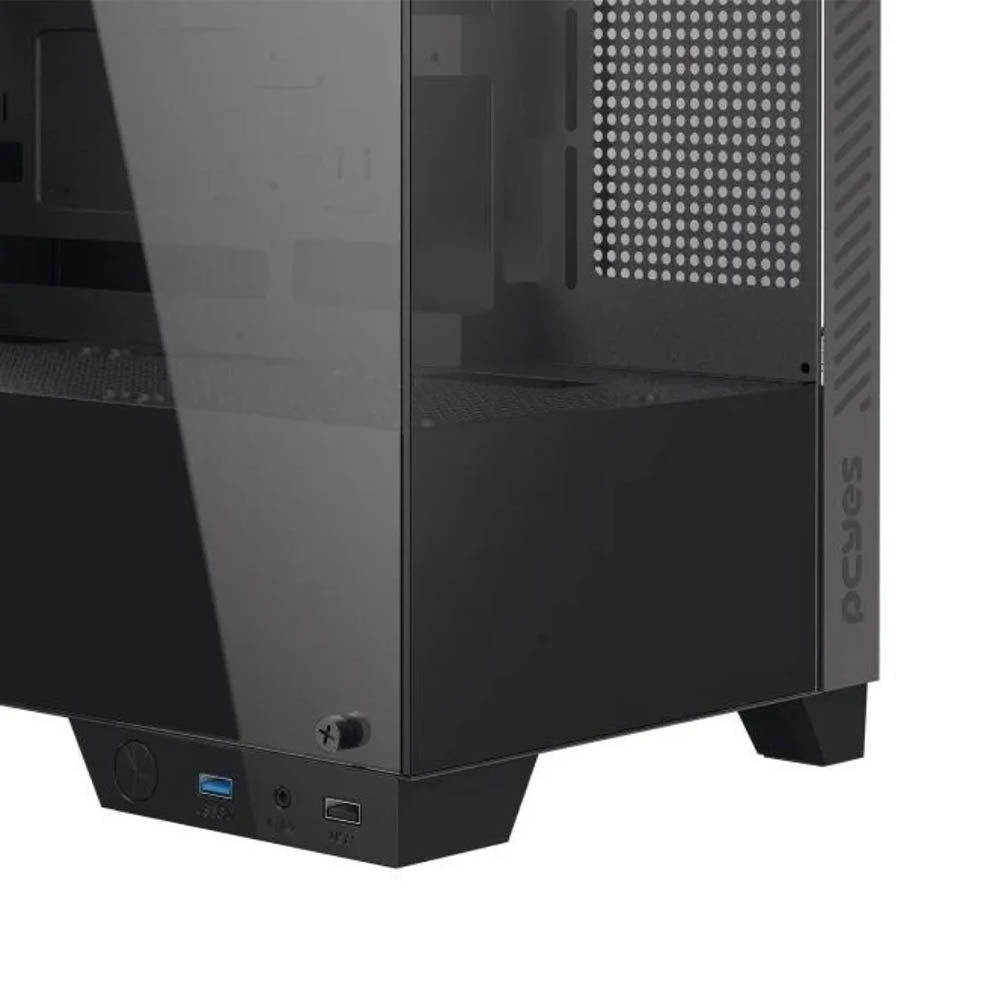 Gabinete Gamer PCYes Mid Tower Forcefield TWR Black Vulcan Preto Com Lateral e Frente em Vidro Temperado - GFFTWRBV