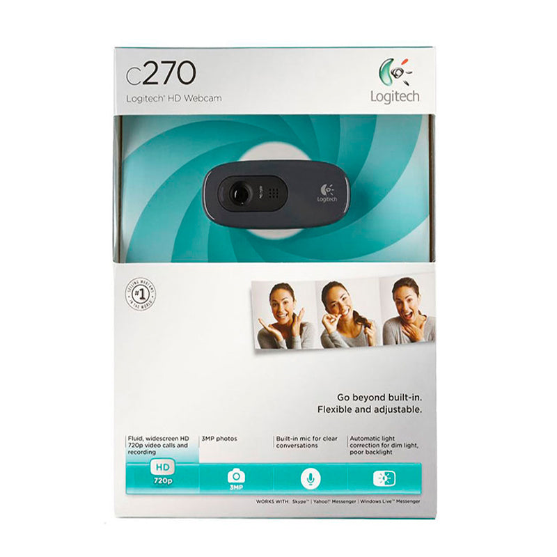 Webcam Logitech C270 Hd 720p Video Chamada Wide Screen Foco Automatico 960-000694 Truedata