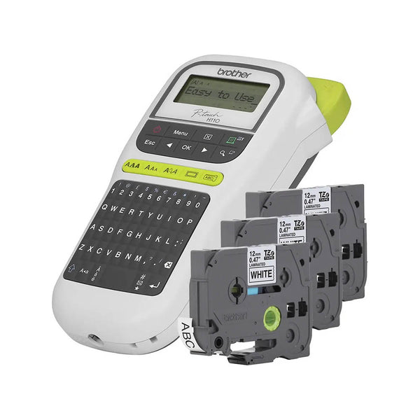 Etiquetadora Rotulador Portátil Brother PT-H110 Cinza- PTH110BK - C/ 3 Fitas TZ231 TZe