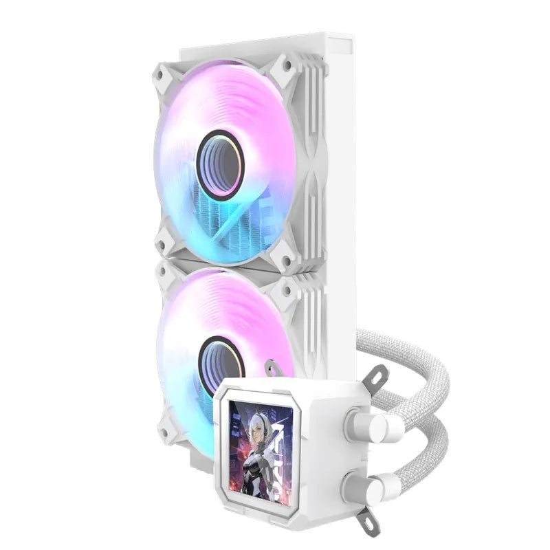Water Cooler Dual Fan Darkflash White ARGB 240mm C/ LCD (Intel/AMD) Branco - DV240S