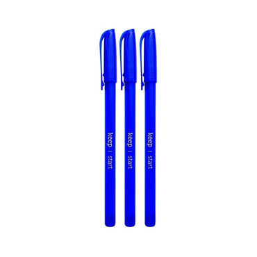 Caneta Esferográfica Keep Ponta Media 1.0mm Azul Blister C/ 3 Unidades - EI158