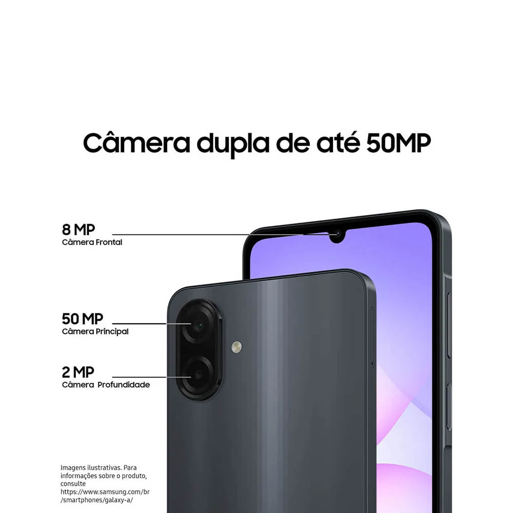 Smartphone Samsung Galaxy A07 4G 128Gb 4Gb 50Mp Tela 6.7" Preto - SM-A075MZKRZTO