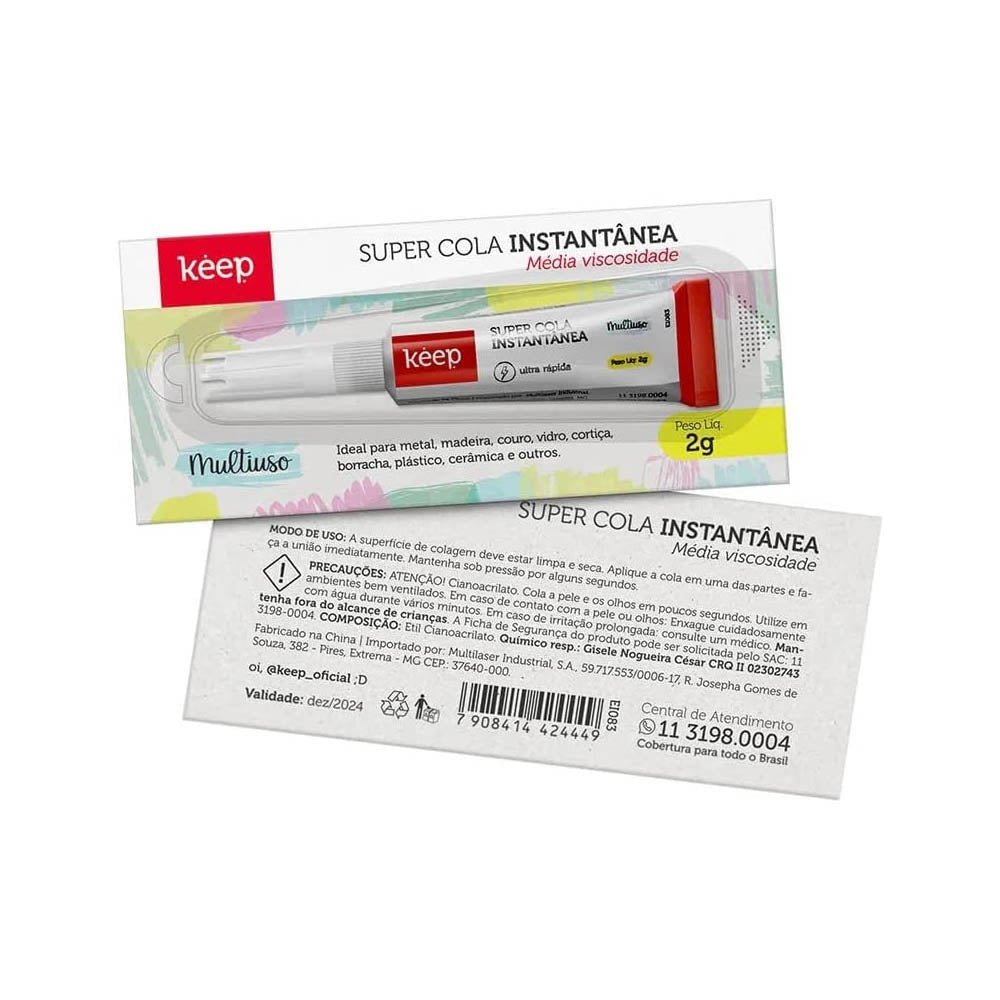 Cola Instantânea Multiuso Media Viscosidade 2g Keep - EI083