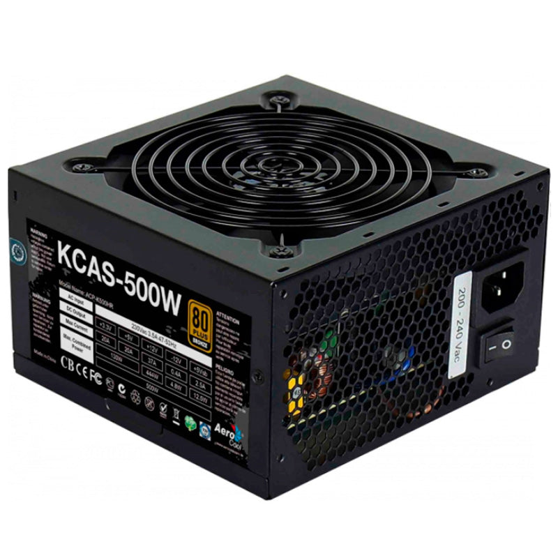 Fonte Real Atx 500w Aerocool 80 Plus Bronze Kcas-500 Pfc Ativo S/ Cabo Biv - 59765