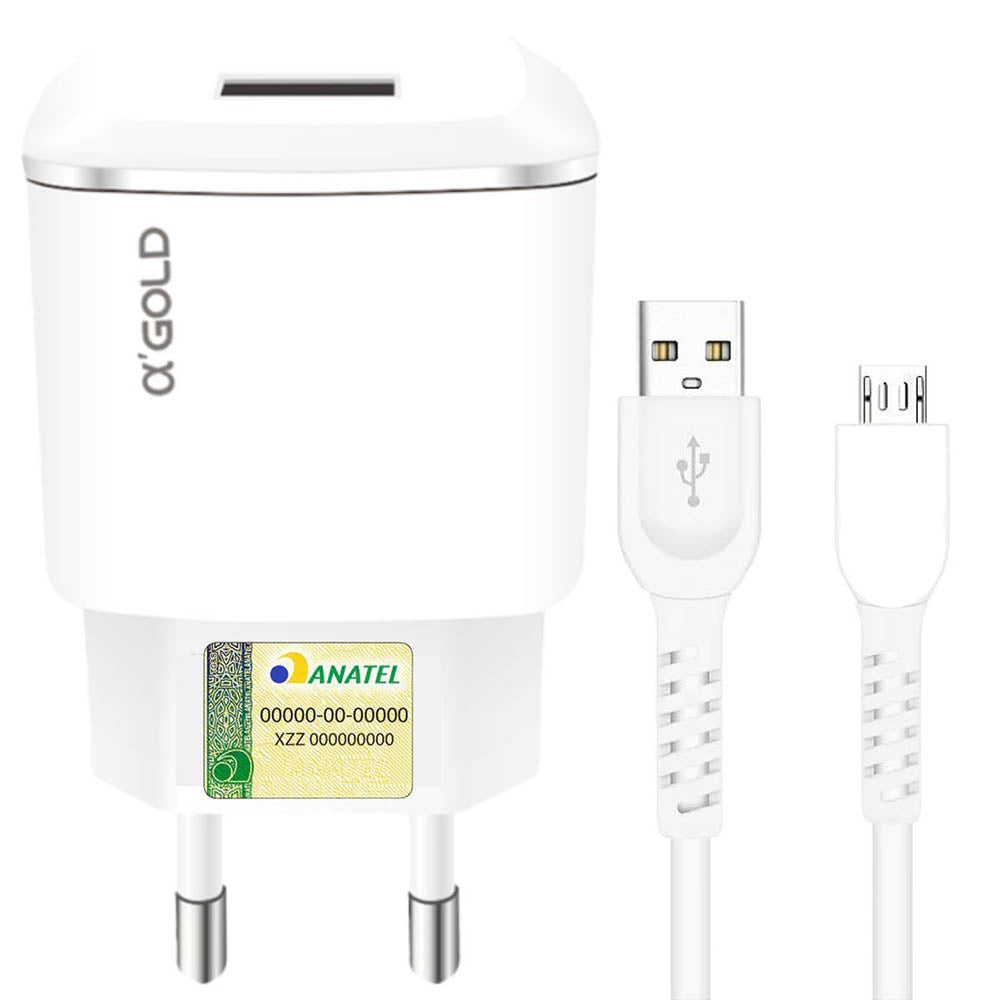 Carregador De Parede aGold C/ 2 Saídas USB 3.1a Branco - CA01