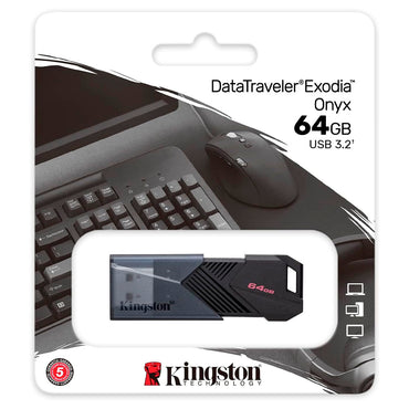 Pen Drive 64gb Kingston DataTravaler Exodia Onix 3.2 Preto - DTXON/64GB