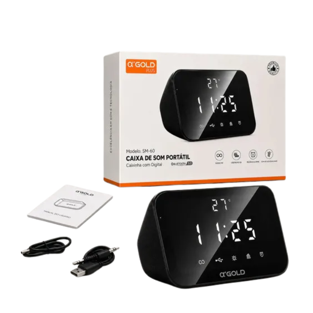 Caixa de Som Portátil Bluetooth aGold Plus C/ Display 15W - SM-55